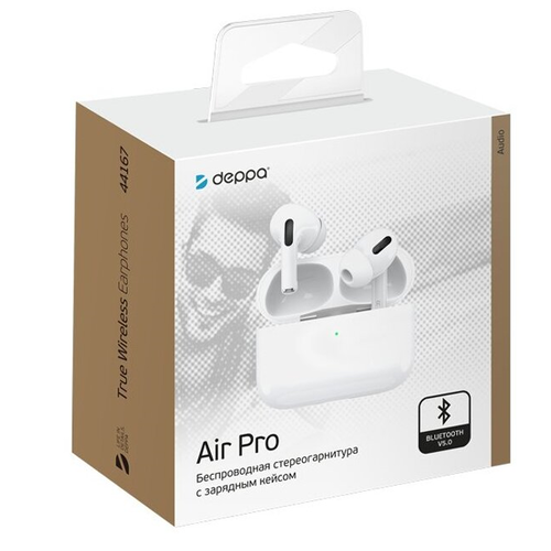 Bluetooth стереогарнитура Deppa Air Pro BT5.0 с БЗУ White фото 