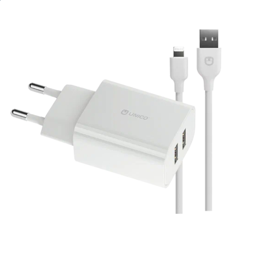 СЗУ Unico 2USB + кабель Lightning 2.4A фото 